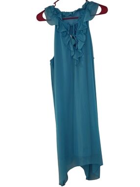 Teal Ruffle Halter High-Low Dress